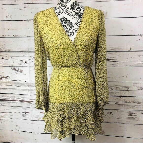 Revolve Stevie May French Vanilla Paisley Open Back Ruffle Mini Dress Yellow - Picture 2 of 10